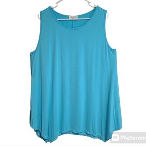 Turquoise tank top 2X aqua tank top 2X flowy tank top 2X solid tank Larace brand